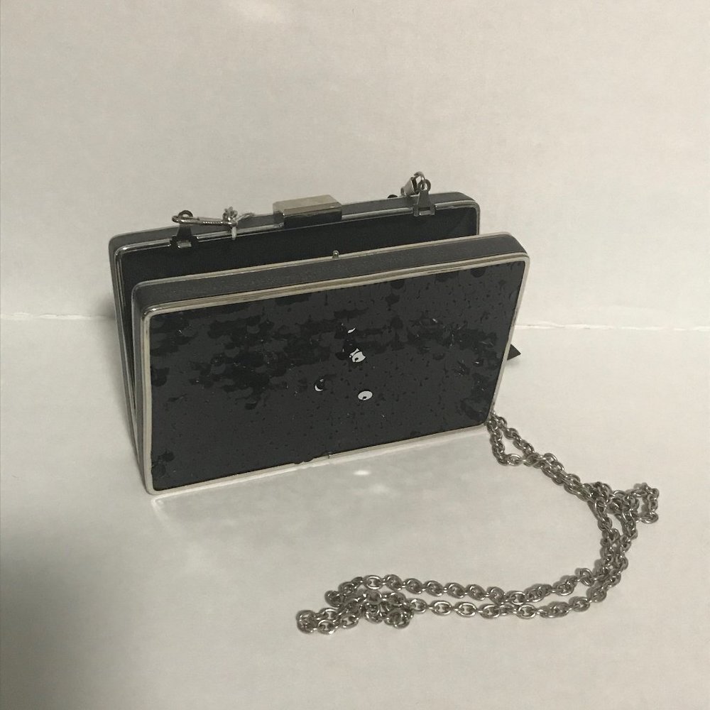 BEBE Black Sequins Box Purse NWT